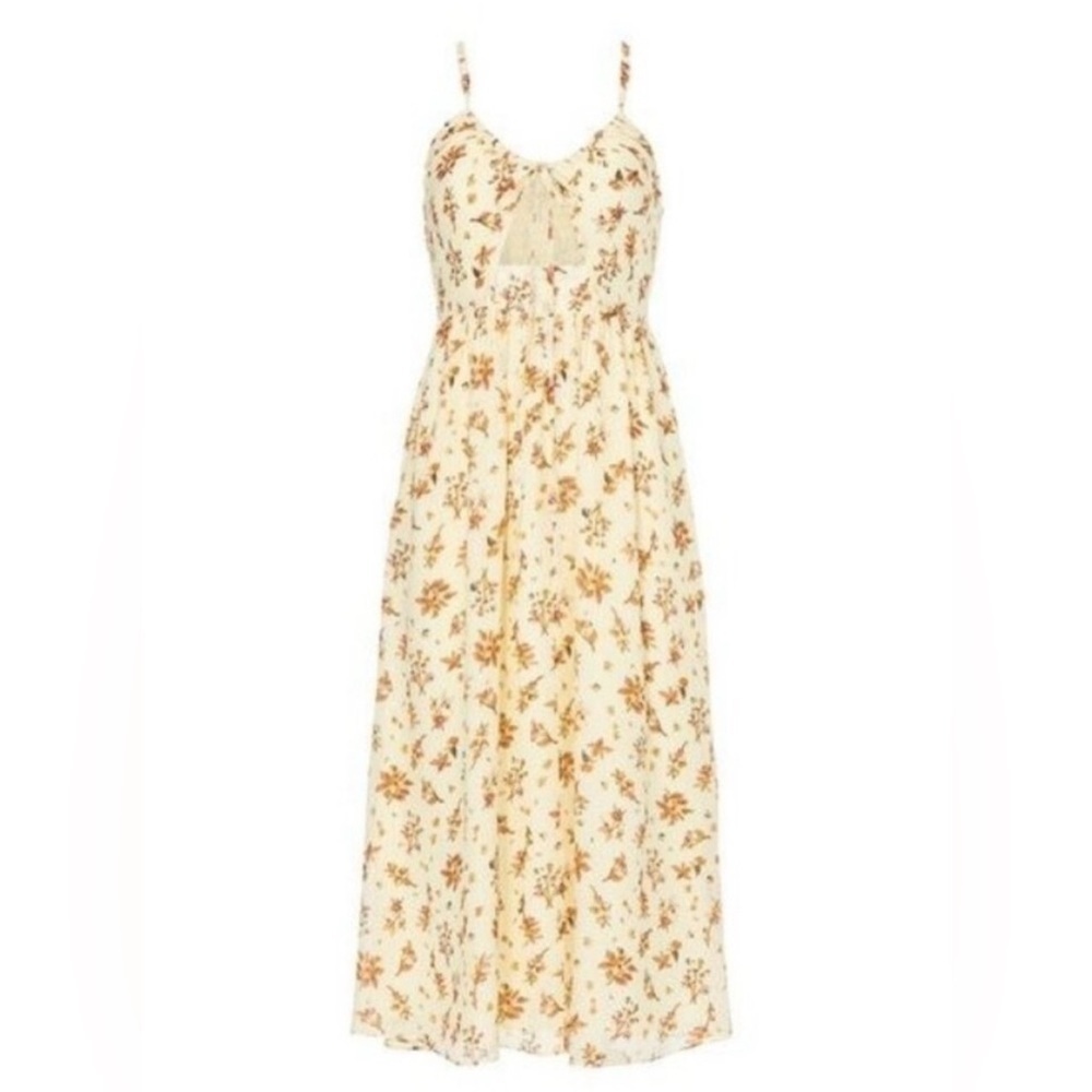 NEW Madewell Soren sol silk floral Cutout midi summer Dress Size 14